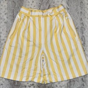 Vintage Escada by Margaretha Ley Yellow and White Striped Walking Shorts SZ 26